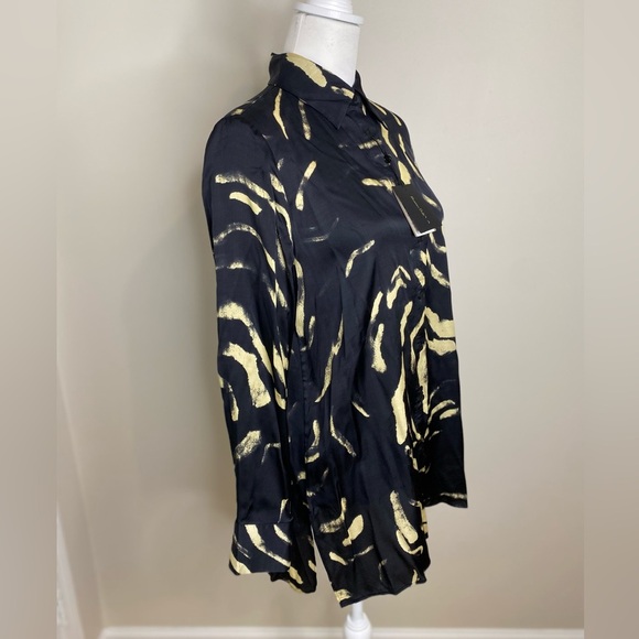 NWT Massimo Dutti Buttoned Down Women’s Long Sleeve Animal Print Blouse Top Sz 6 - Picture 2 of 12